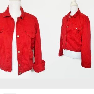 90s Vintage red denim jacket